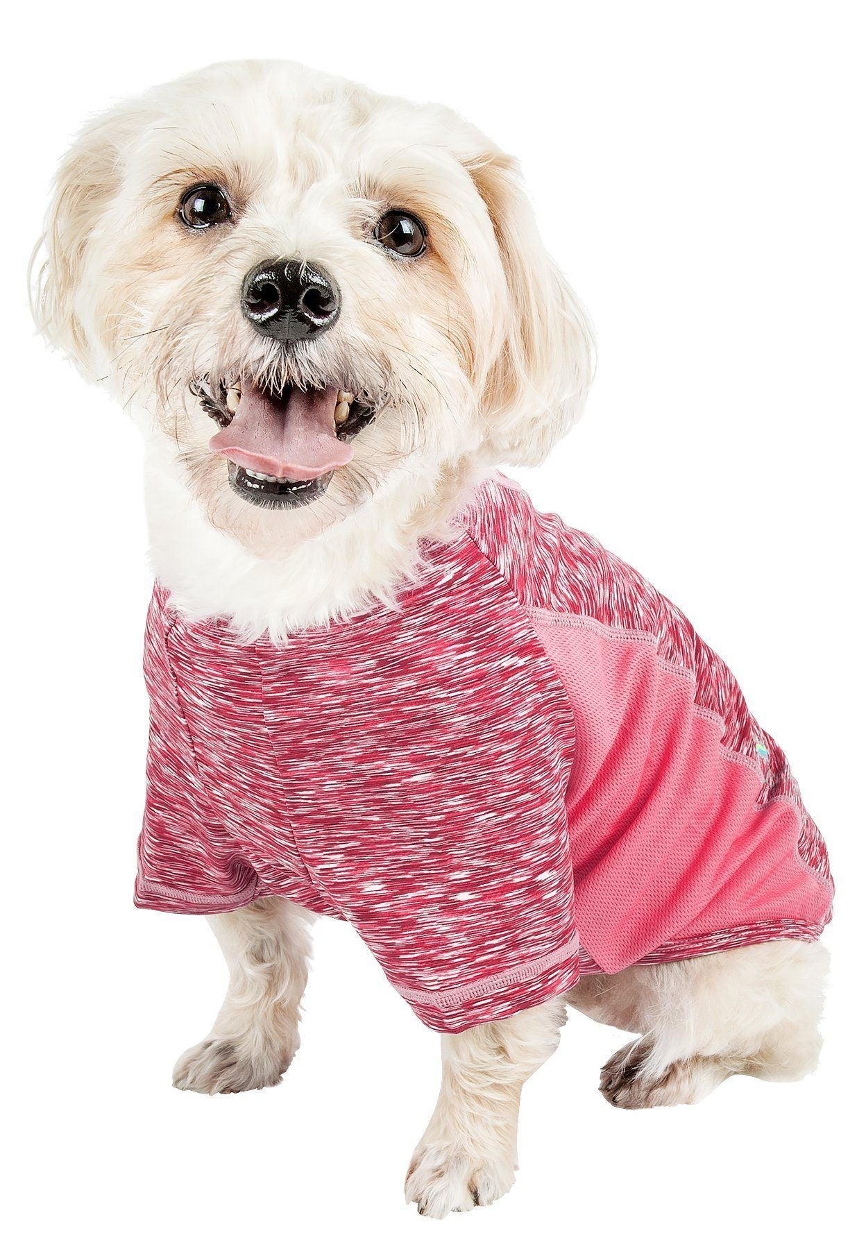 Pet Life ® Active Warf Speed Heathered Ultra-Stretch Yoga Fitness Dog T-Shirt
