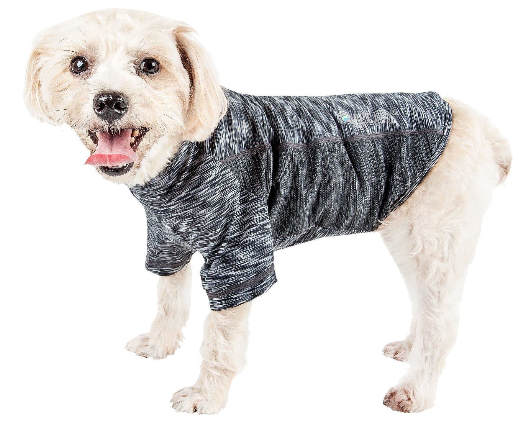 Pet Life Active Warf Speed Heathered Ultra-Stretch Yoga Fitness Dog T-Shirt