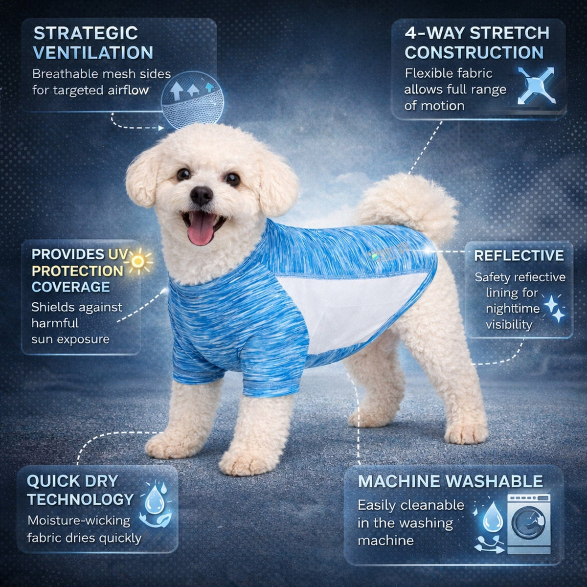 Pet Life Active Warf Speed Heathered Ultra-Stretch Yoga Fitness Dog T-Shirt | HT Animal Supply