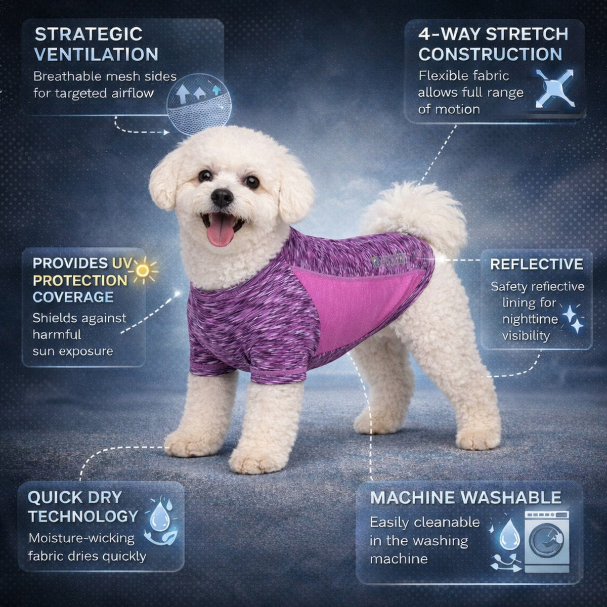 Pet Life Active Warf Speed Heathered Ultra-Stretch Yoga Fitness Dog T-Shirt | HT Animal Supply