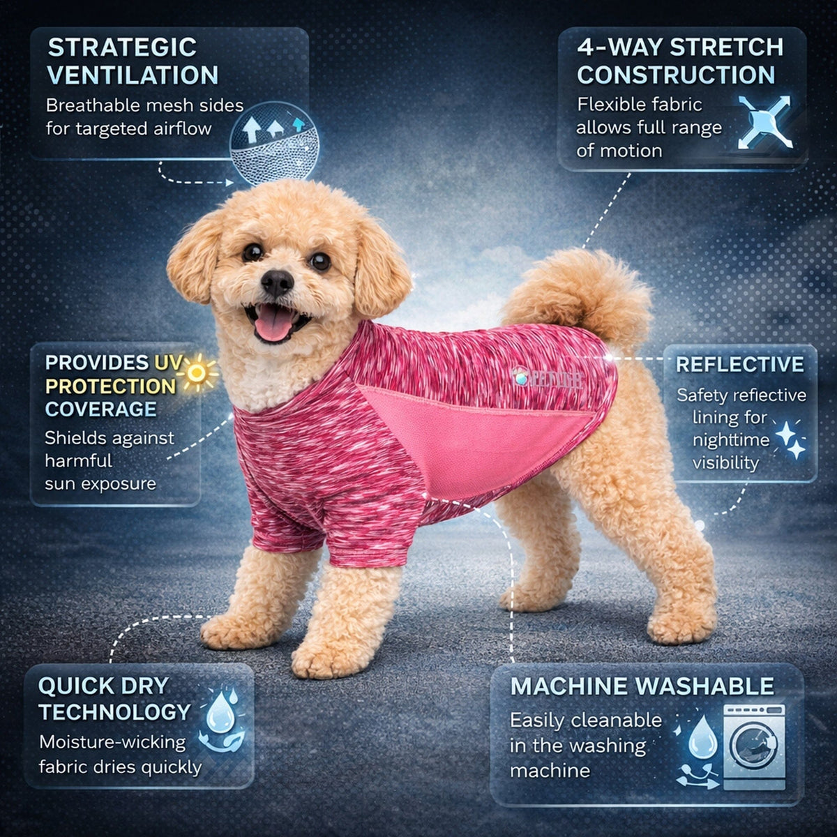 Pet Life Active Warf Speed Heathered Ultra-Stretch Yoga Fitness Dog T-Shirt | HT Animal Supply