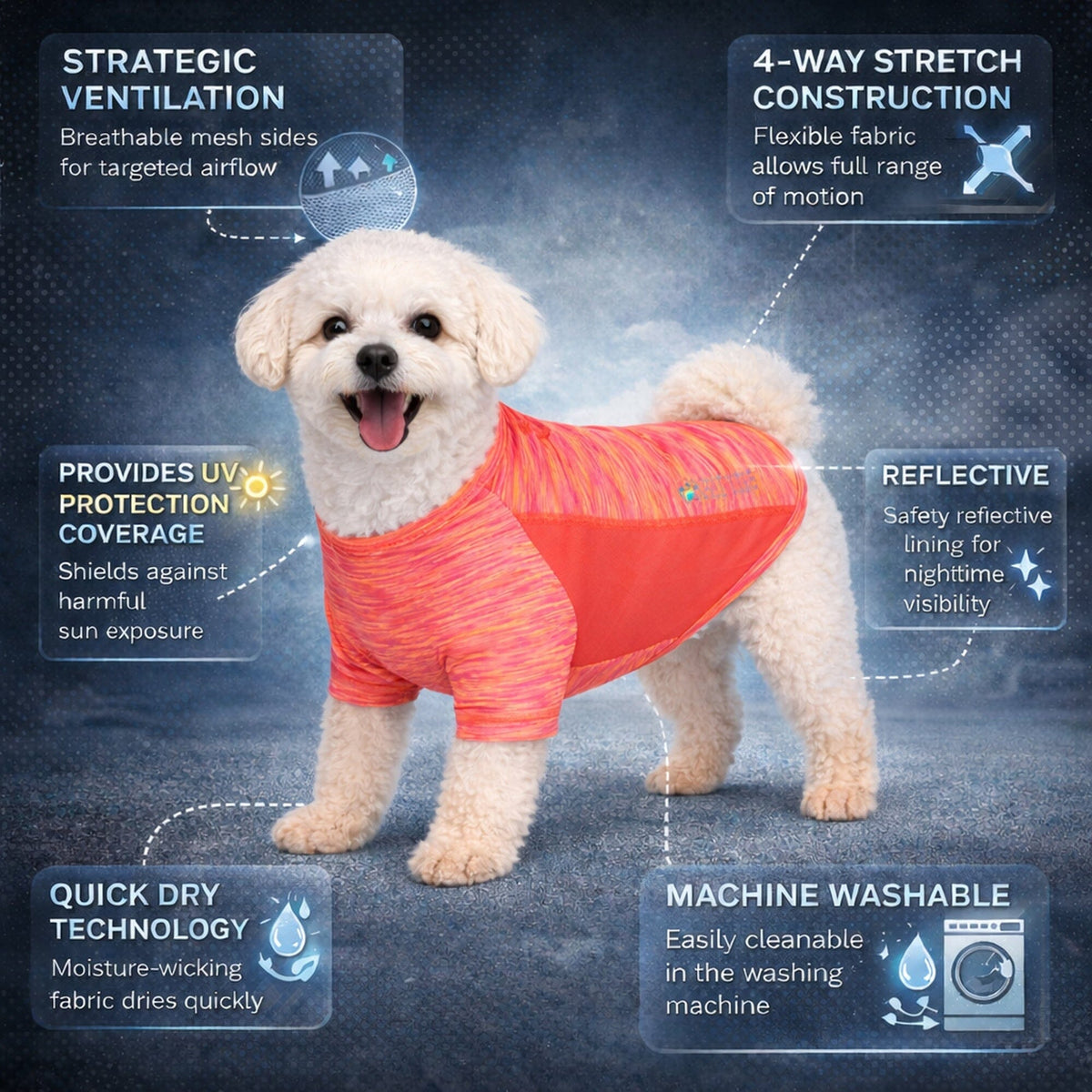 Pet Life Active Warf Speed Heathered Ultra-Stretch Yoga Fitness Dog T-Shirt | HT Animal Supply
