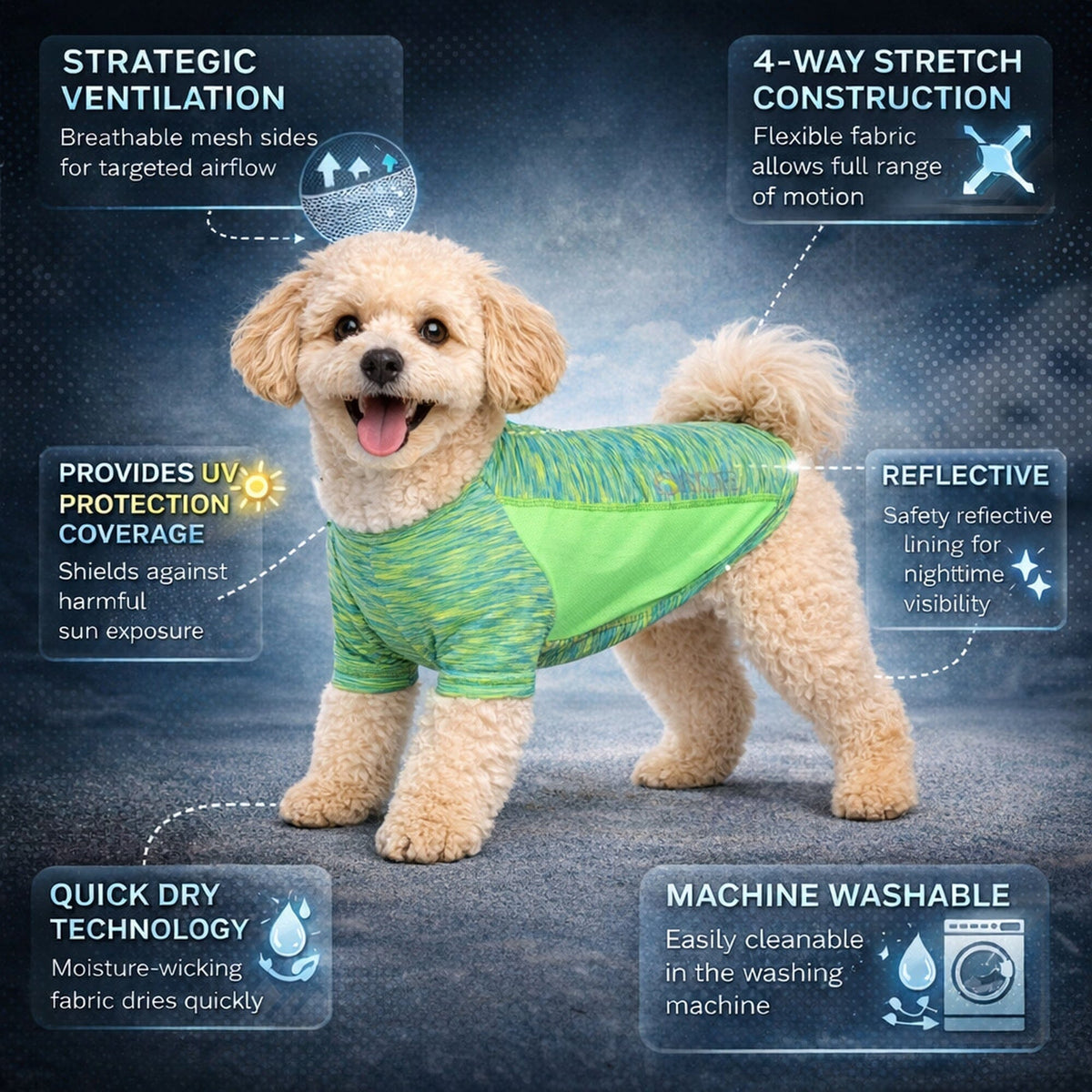 Pet Life Active Warf Speed Heathered Ultra-Stretch Yoga Fitness Dog T-Shirt | HT Animal Supply