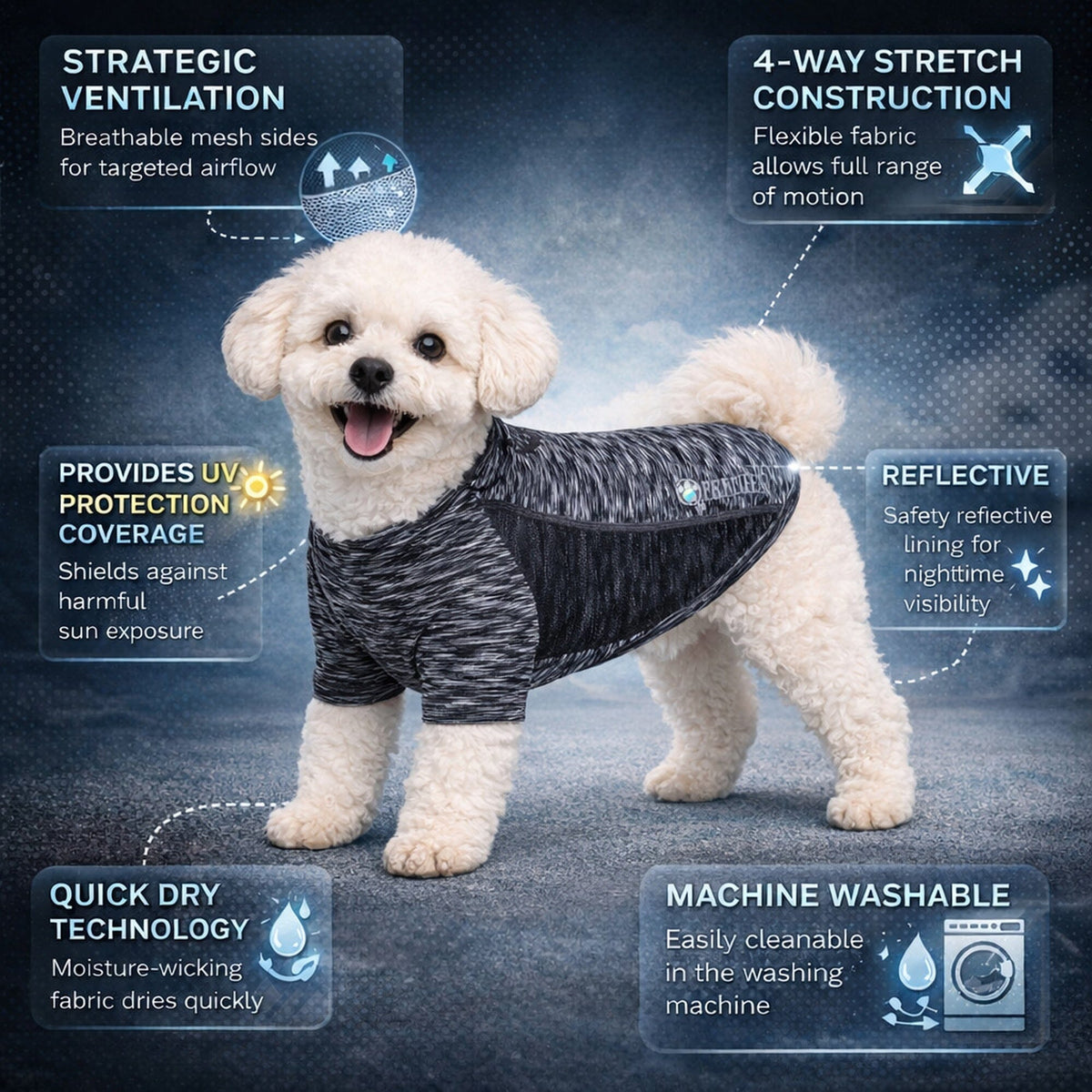 Pet Life Active Warf Speed Heathered Ultra-Stretch Yoga Fitness Dog T-Shirt | HT Animal Supply