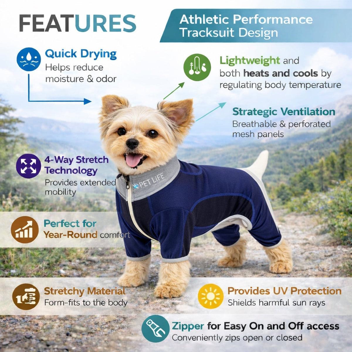 Pet Life Active Warm-Pup Stretchy and Quick-Drying Fitness Dog Yoga Warm-Up Tracksuit | HT Animal Supply