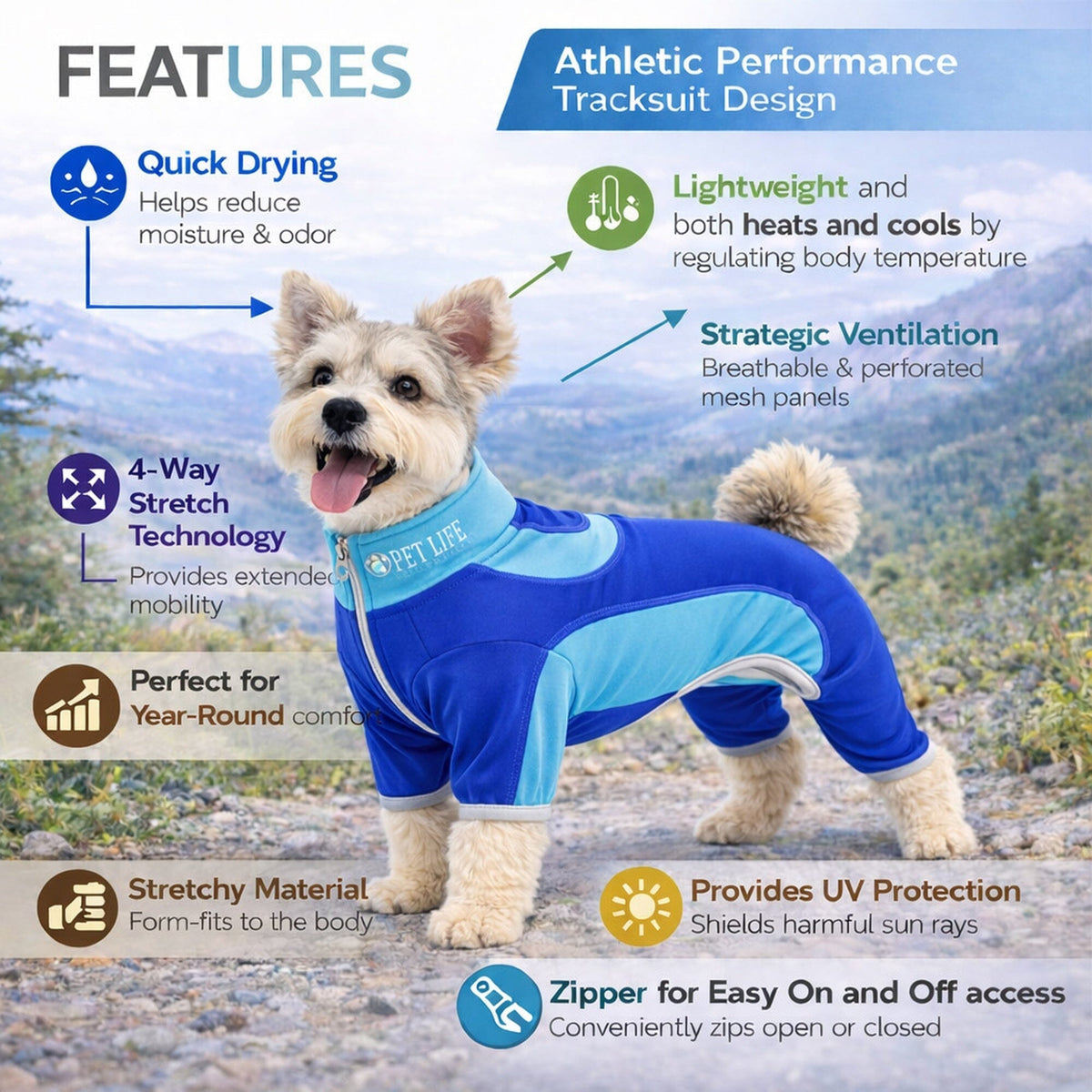 Pet Life Active Warm-Pup Stretchy and Quick-Drying Fitness Dog Yoga Warm-Up Tracksuit | HT Animal Supply