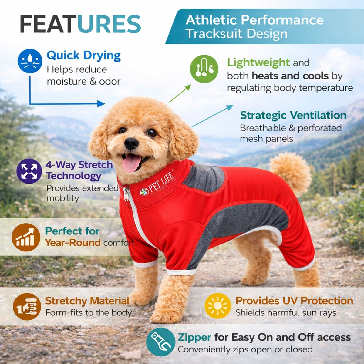 Pet Life Active Warm-Pup Stretchy and Quick-Drying Fitness Dog Yoga Warm-Up Tracksuit | HT Animal Supply