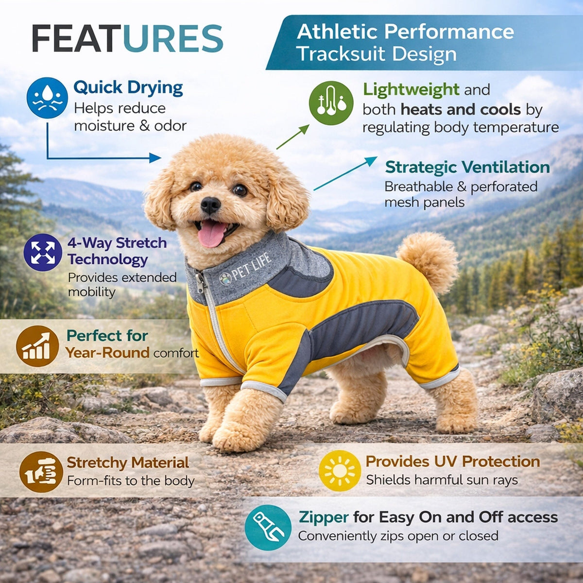 Pet Life Active Warm-Pup Stretchy and Quick-Drying Fitness Dog Yoga Warm-Up Tracksuit | HT Animal Supply