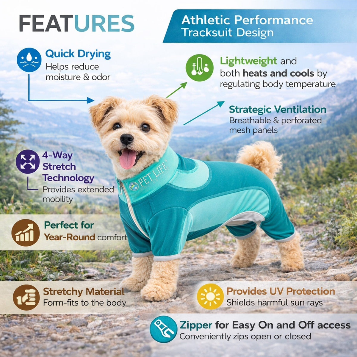 Pet Life Active Warm-Pup Stretchy and Quick-Drying Fitness Dog Yoga Warm-Up Tracksuit | HT Animal Supply
