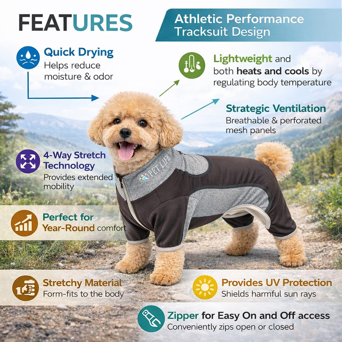 Pet Life Active Warm-Pup Stretchy and Quick-Drying Fitness Dog Yoga Warm-Up Tracksuit | HT Animal Supply