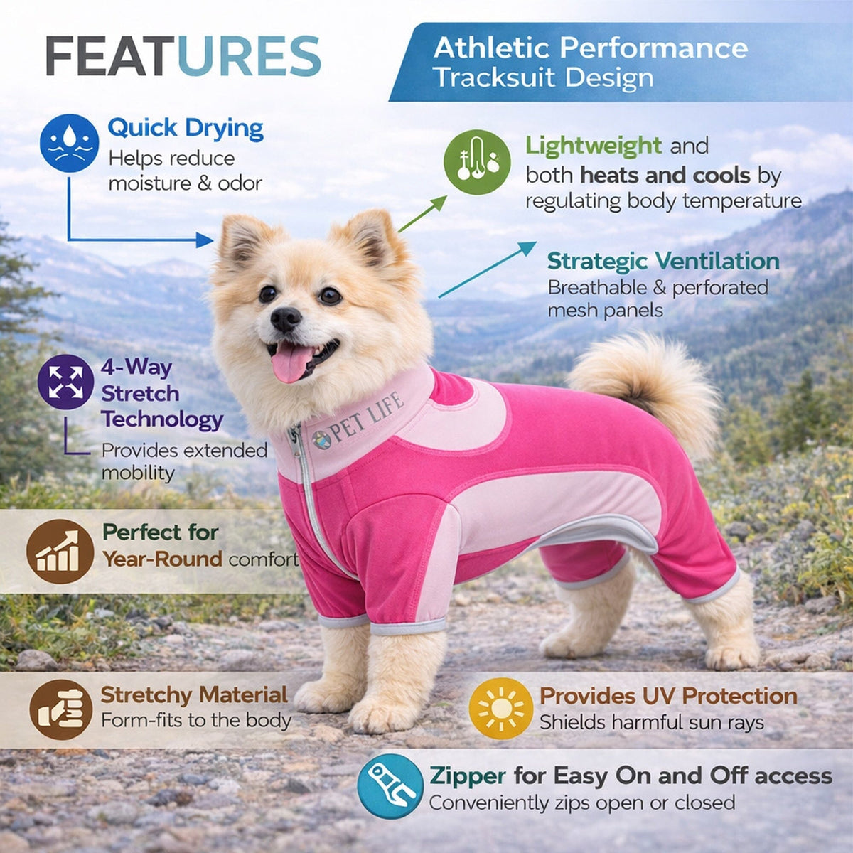 Pet Life Active Warm-Pup Stretchy and Quick-Drying Fitness Dog Yoga Warm-Up Tracksuit | HT Animal Supply