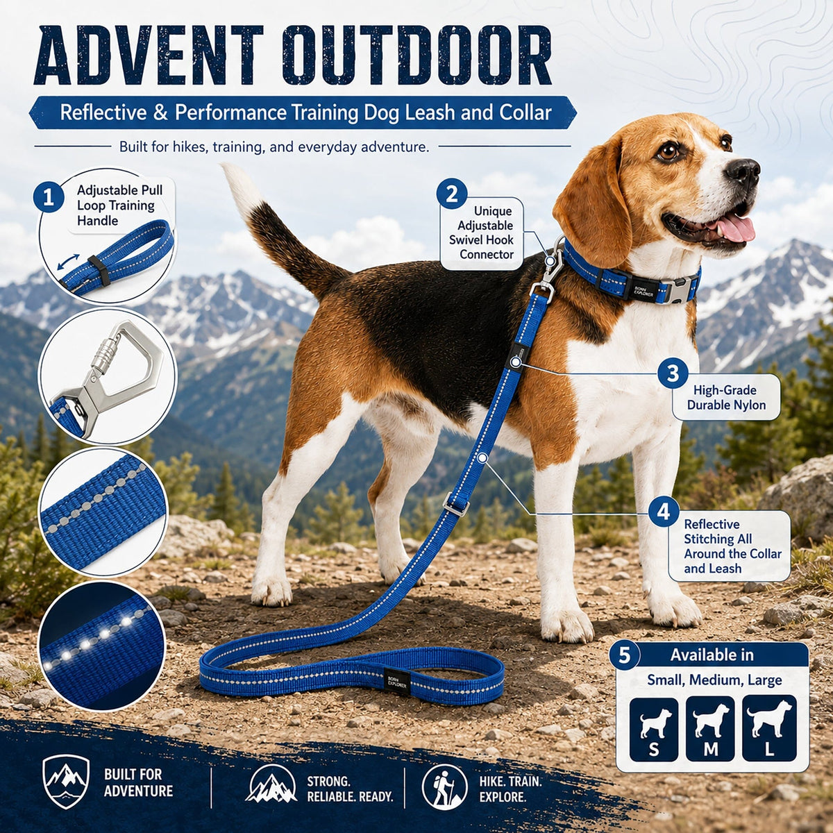 Pet Life Advent Outdoor Series 3M Reflective 2-in-1 Durable Martingale Training Dog Leash and Collar | HT Animal Supply