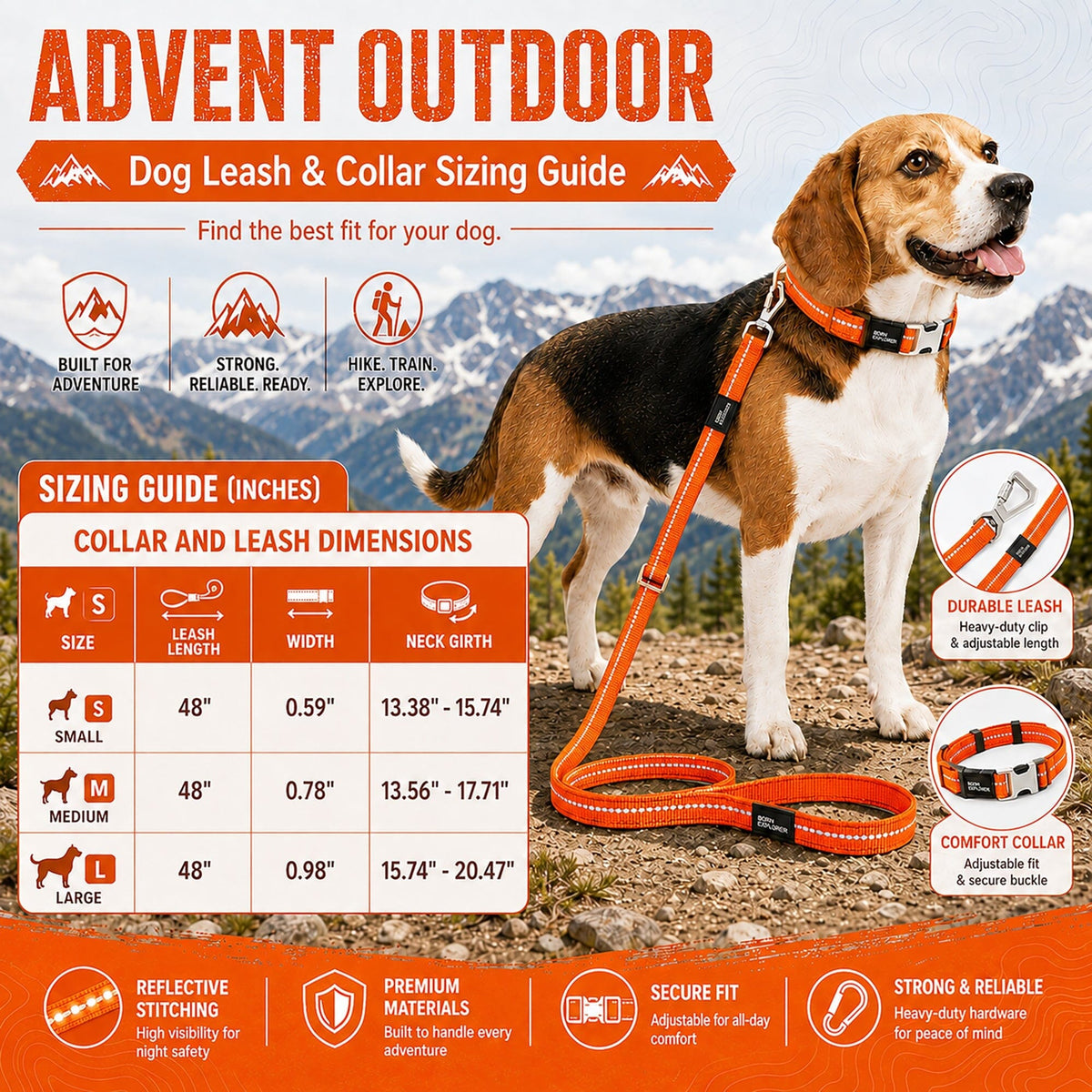 Pet Life Advent Outdoor Series 3M Reflective 2-in-1 Durable Martingale Training Dog Leash and Collar | HT Animal Supply