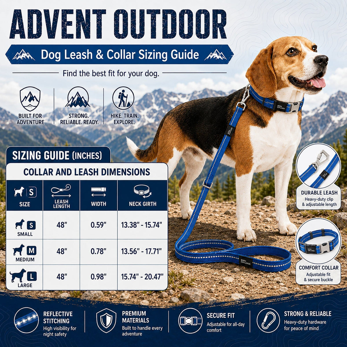Pet Life Advent Outdoor Series 3M Reflective 2-in-1 Durable Martingale Training Dog Leash and Collar | HT Animal Supply
