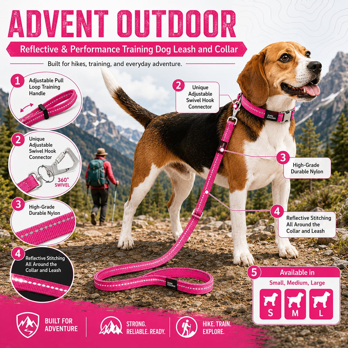 Pet Life Advent Outdoor Series 3M Reflective 2-in-1 Durable Martingale Training Dog Leash and Collar | HT Animal Supply