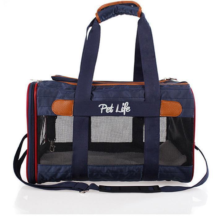 Pet Life ® Aero-Zoom Airline Approved lightweight Wire Framed Folding Collapsible Fashion Pet Dog Carrier