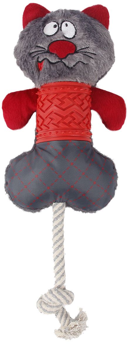 Pet Life All-in-Fun Nylon and Rope Squeaking Rubber Rope and Plush Dog Toy