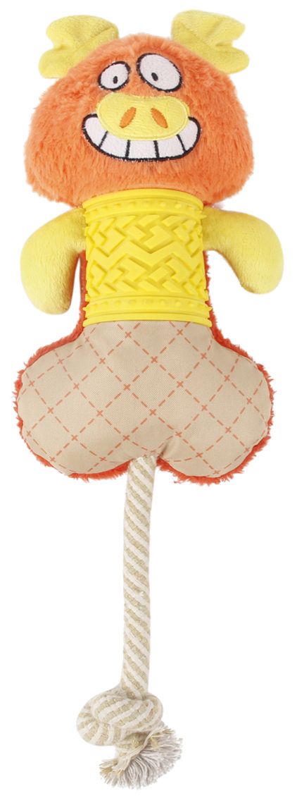 Pet Life ® All-in-Fun Nylon and Rope Squeaking Rubber Rope and Plush Dog Toy