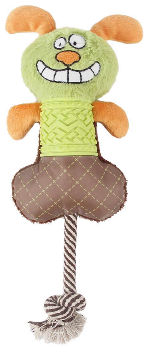 Pet Life All-in-Fun Nylon and Rope Squeaking Rubber Rope and Plush Dog Toy