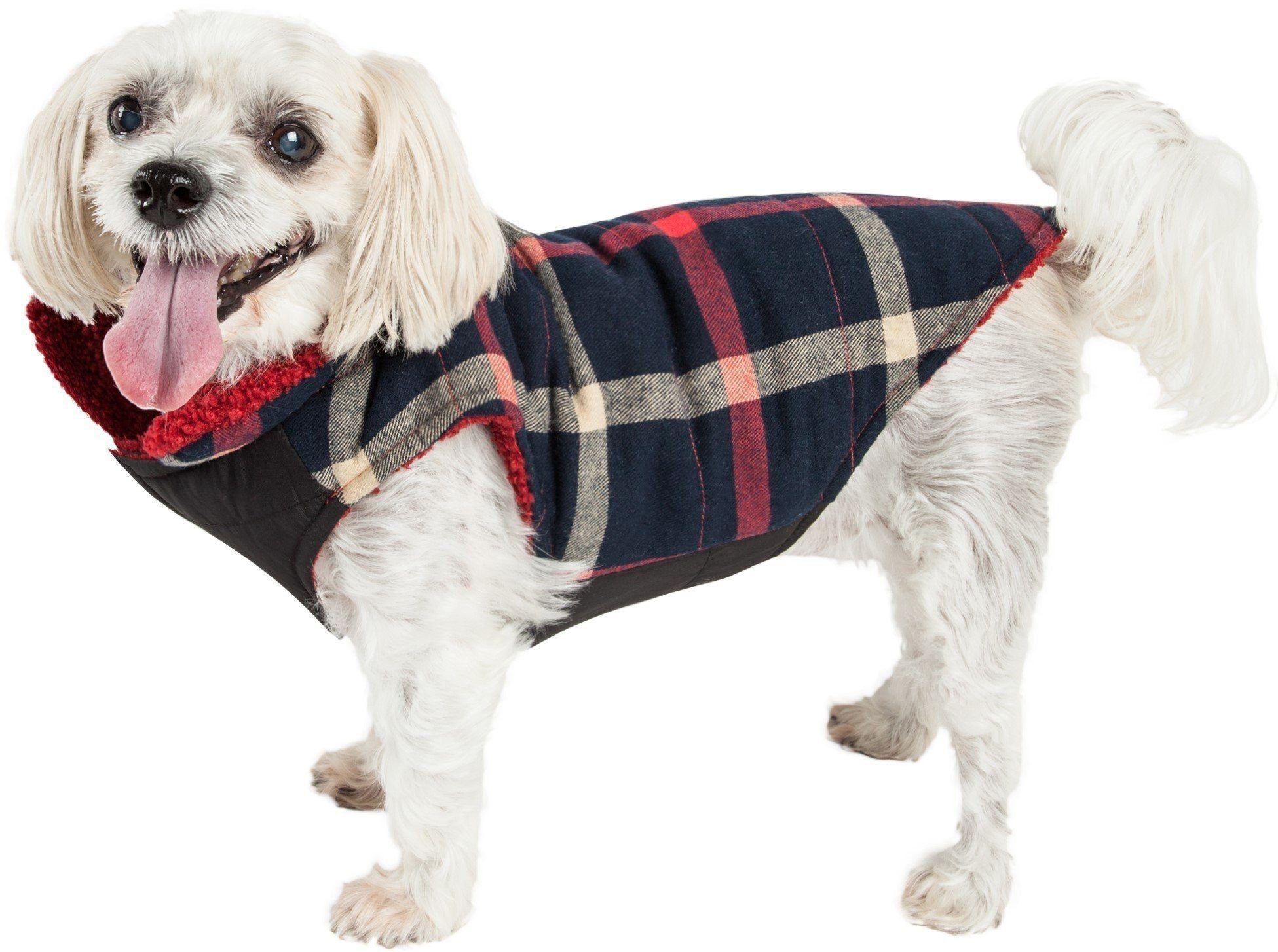 Pet Life ®  Allegiance Classical Insulated Plaid Fashion Dog Jacket