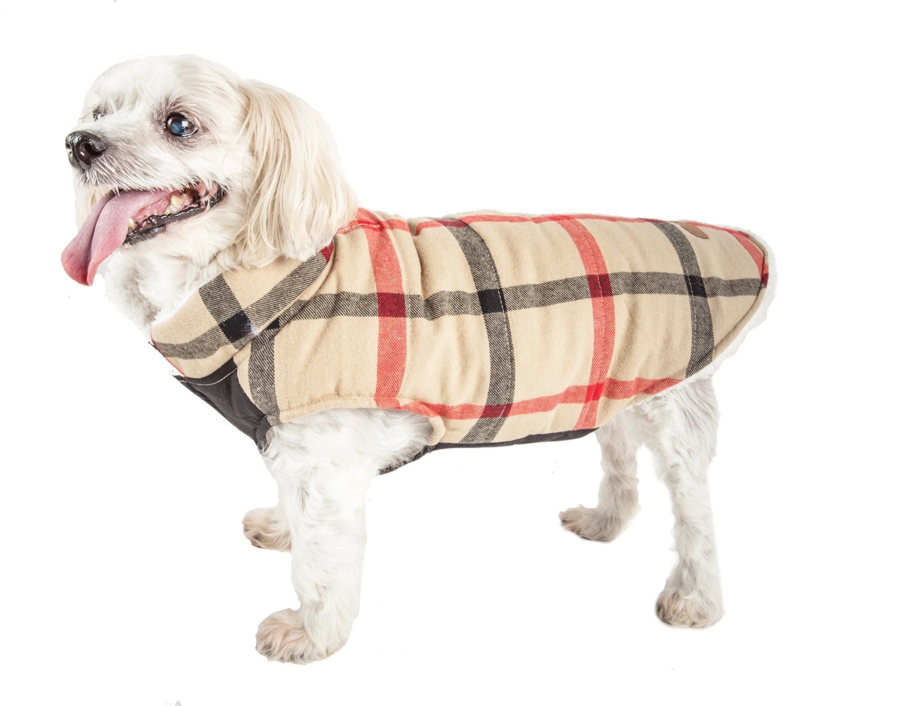 Pet Life Allegiance Classical Insulated Plaid Fashion Dog Jacket