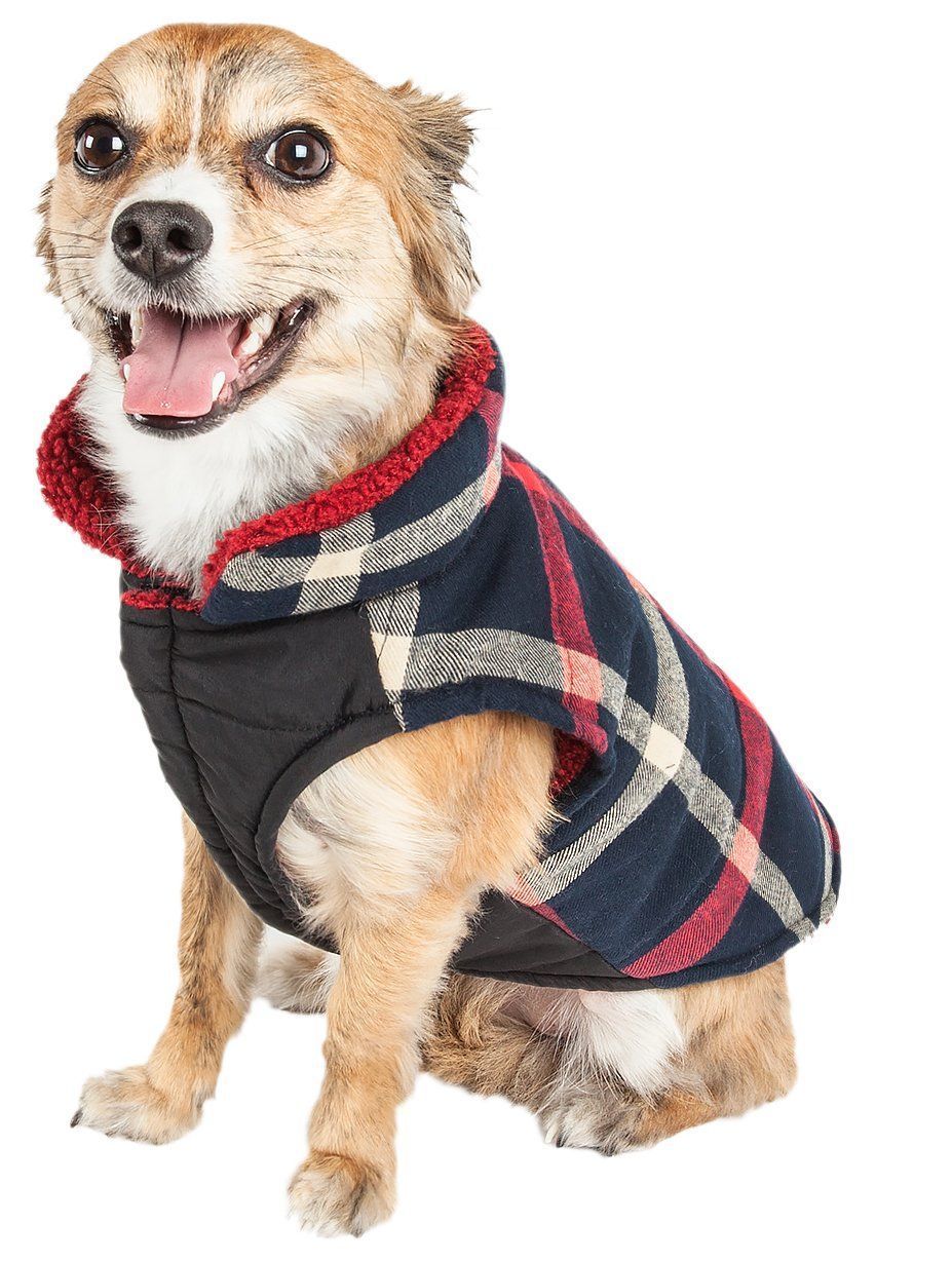 Pet Life Allegiance Classical Insulated Plaid Fashion Dog Jacket