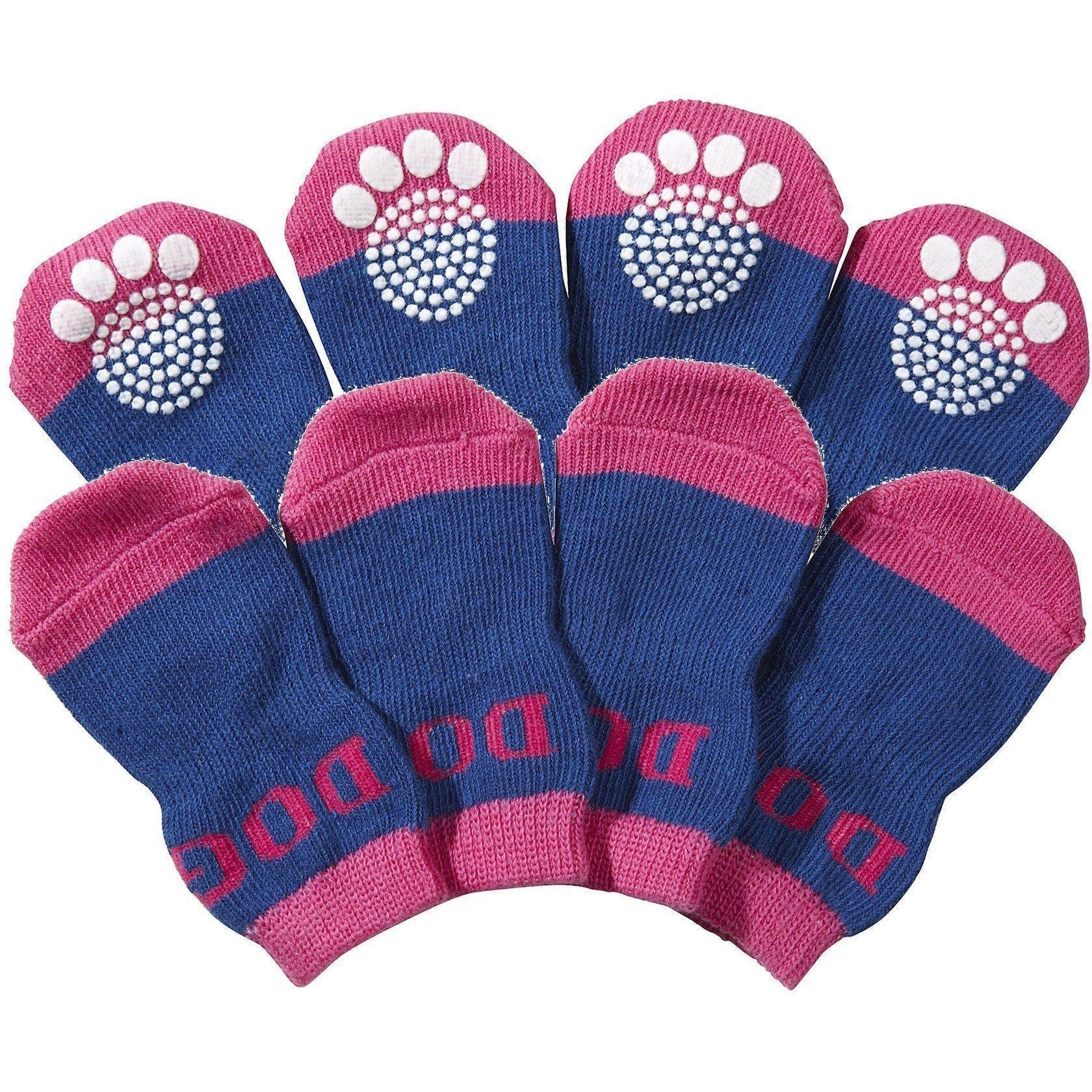 Pet Life Anti-Slip Rubberized Gripped Breathable Stretch Pet Dog Socks - Set of 4