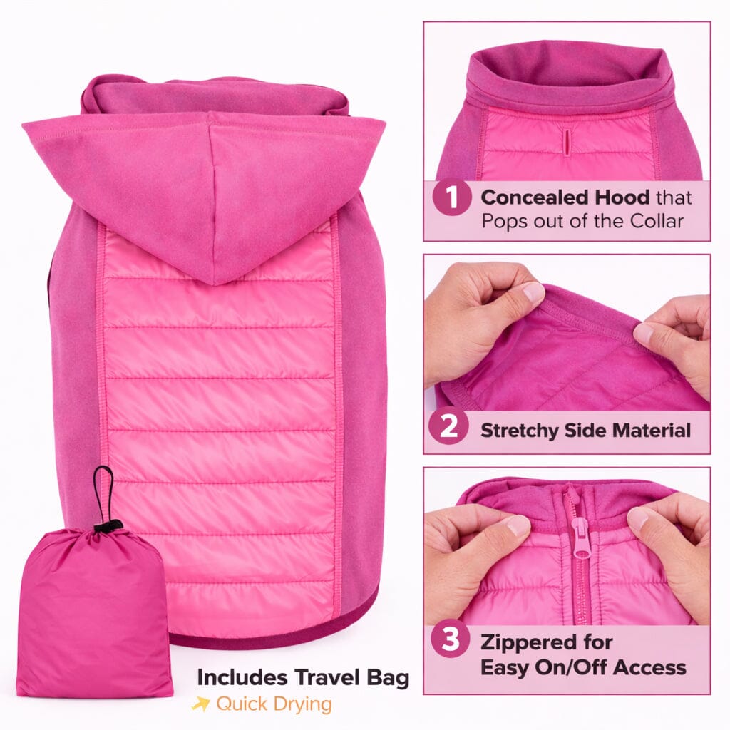 Pet Life Apex Lightweight Hybrid 4-Season Stretch and Quick-Dry Dog Coat w/ Pop out Hood | HT Animal Supply
