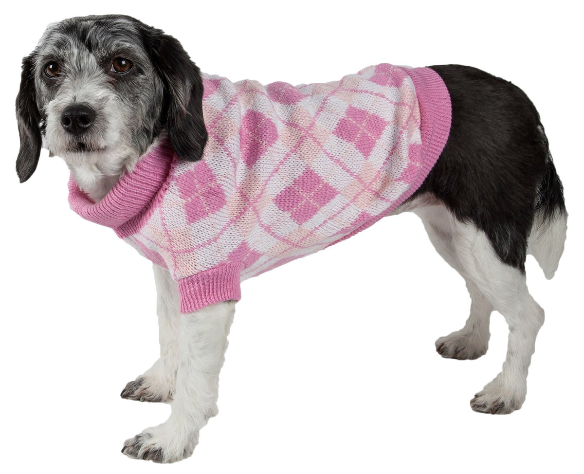 Pet Life Argyle Style Ribbed Knitted Fashion Designer Dog Sweater