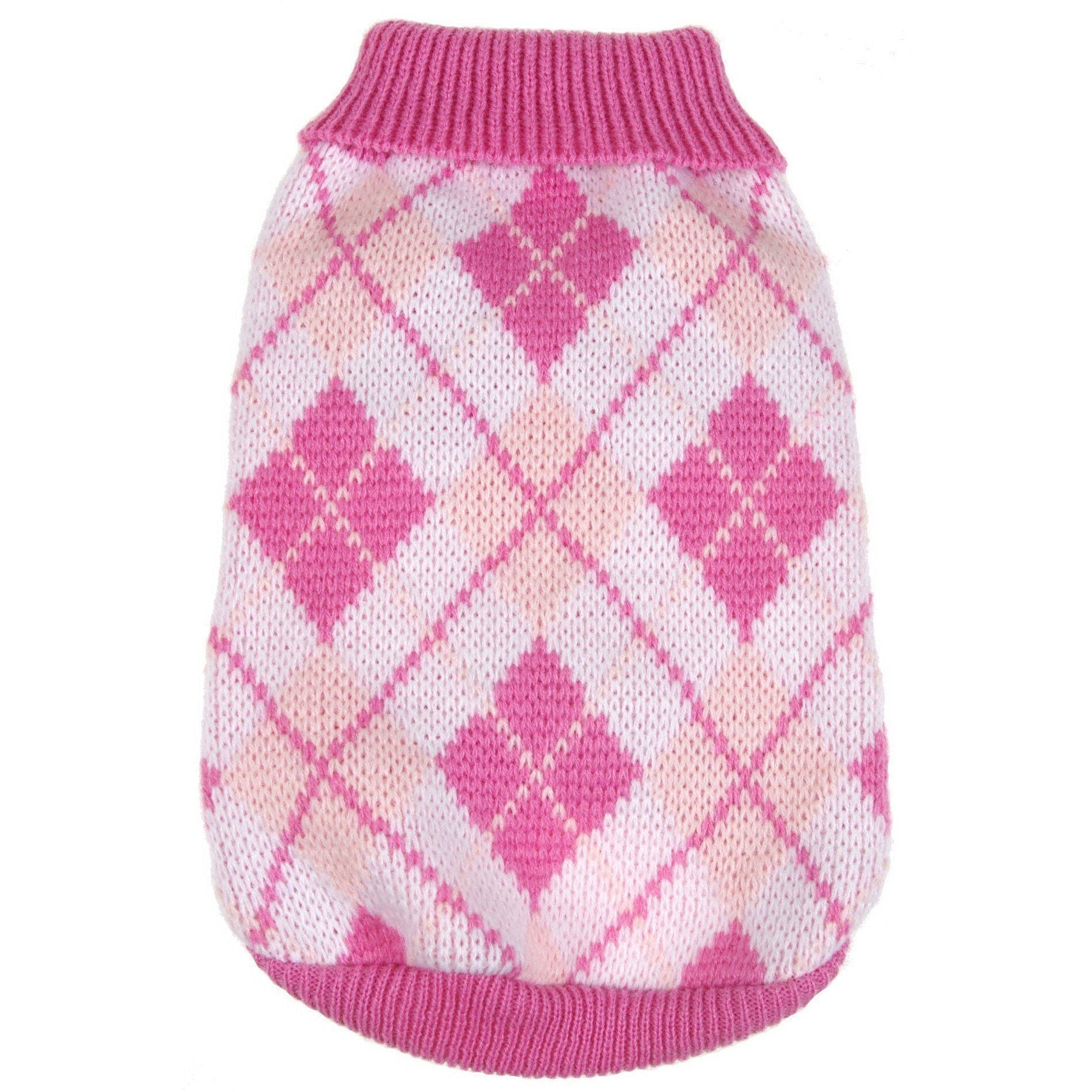 Pet Life Argyle Style Ribbed Knitted Fashion Designer Dog Sweater