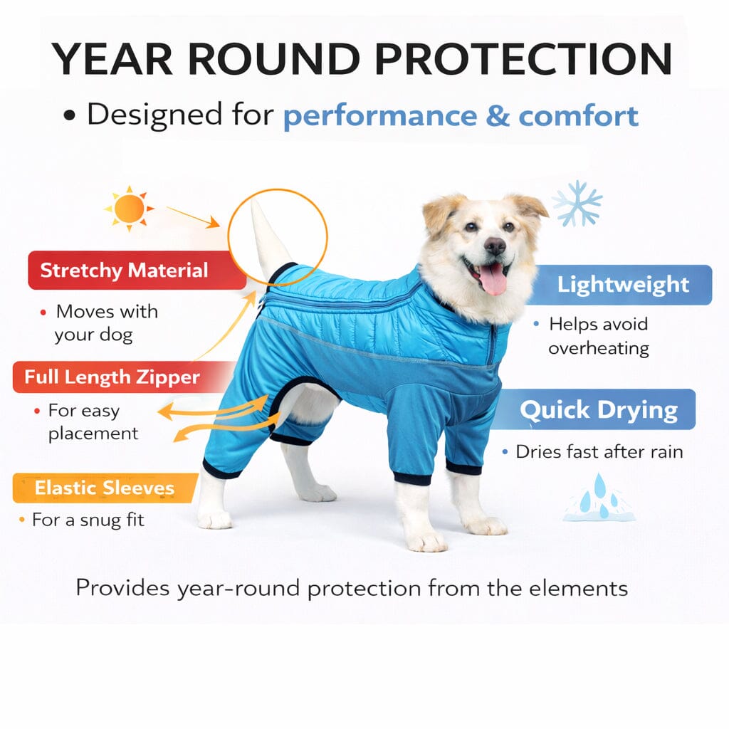 Pet Life Aura-Vent Lightweight 4-Season Stretch and Quick-Dry Full Body Dog Jacket | HT Animal Supply