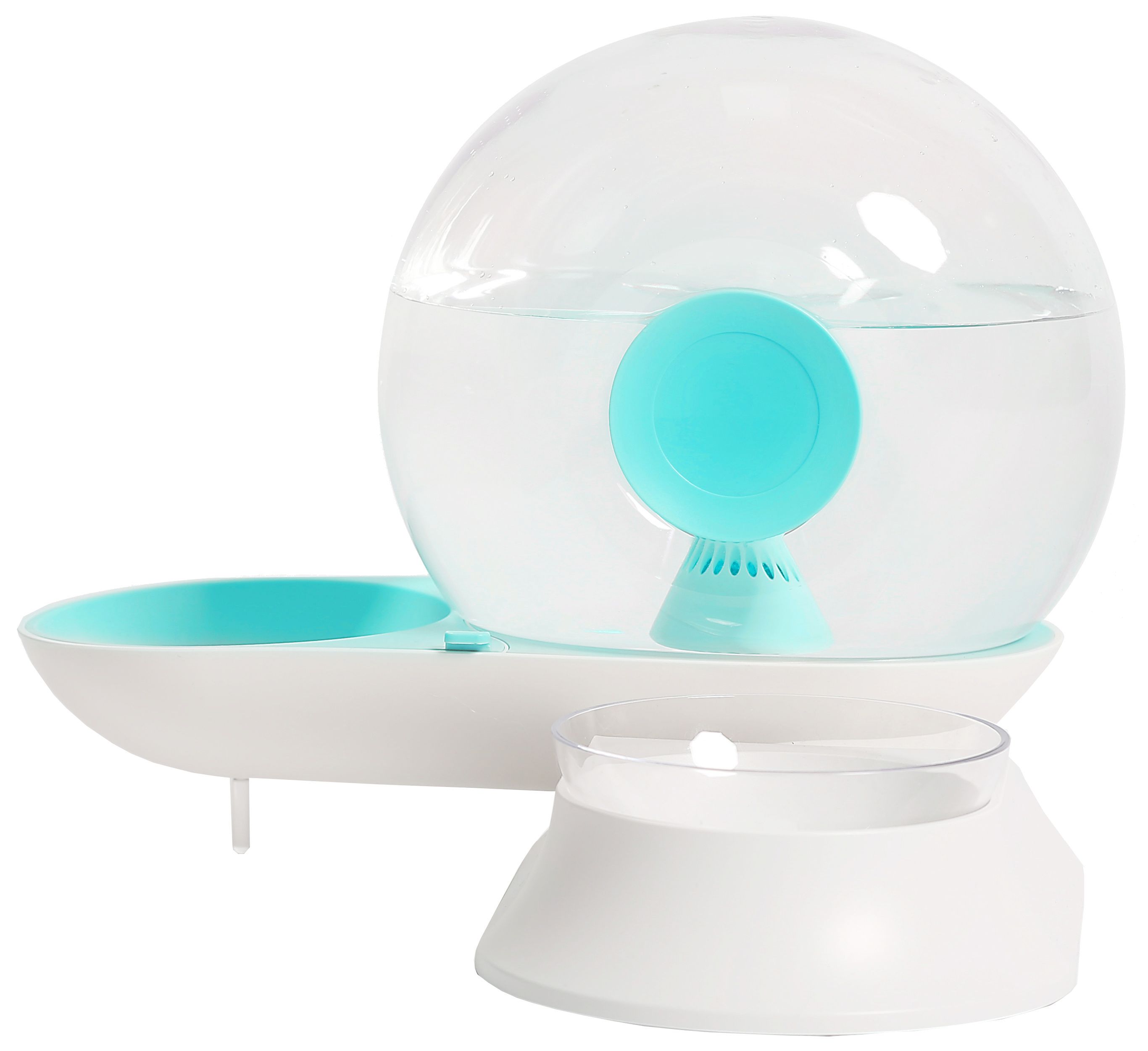 Pet Life Auto-Myst Snail Shaped 2-in-1 Automated Gravity Pet Filtered Water Dispenser and Food Bowl