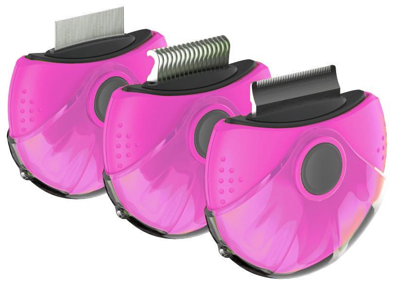 Pet Life Axler Triple Rotating Rake Deshedder and Dematting Grooming Pet Comb