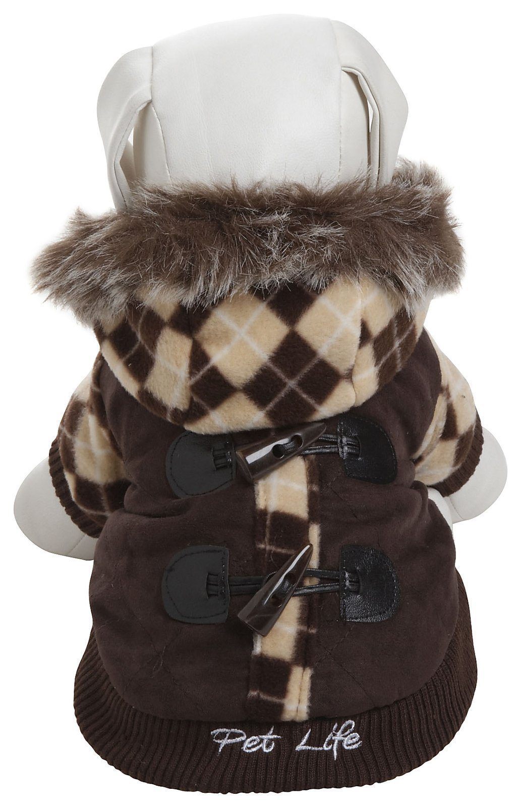 Pet Life Aygyle Style 3M Insulated Designer Patterned Suede Dog Coat w/ Removable Hood