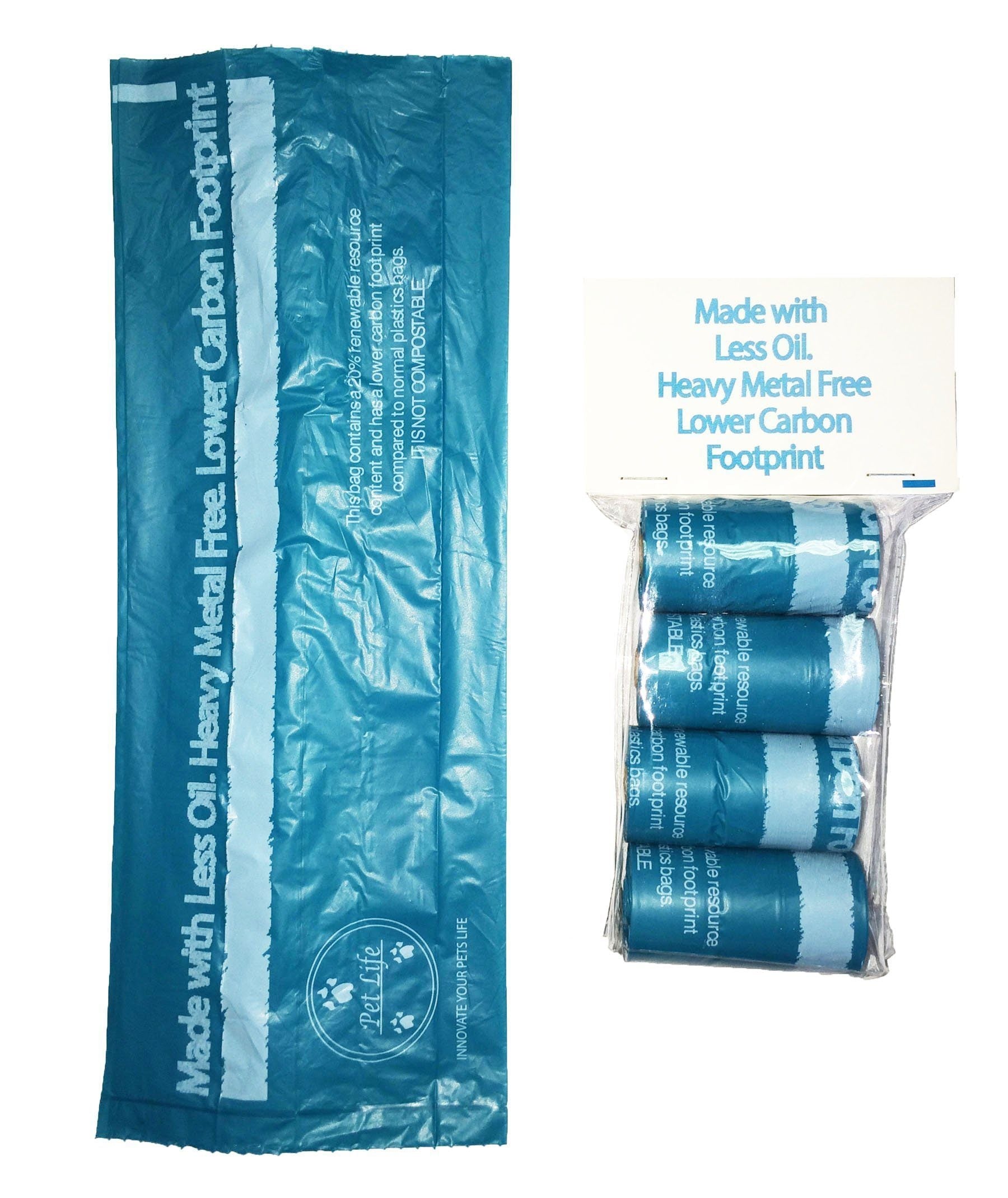 Pet Life Bio-Hybrid 100% Recyclable Thermoplastic and Polyethylene Carbon Reduced Eco-Friendly Pet Cat Dog Waste Bags from Renewable Thermoplastic Starch - Dispenser and 2 Pack of Rolls