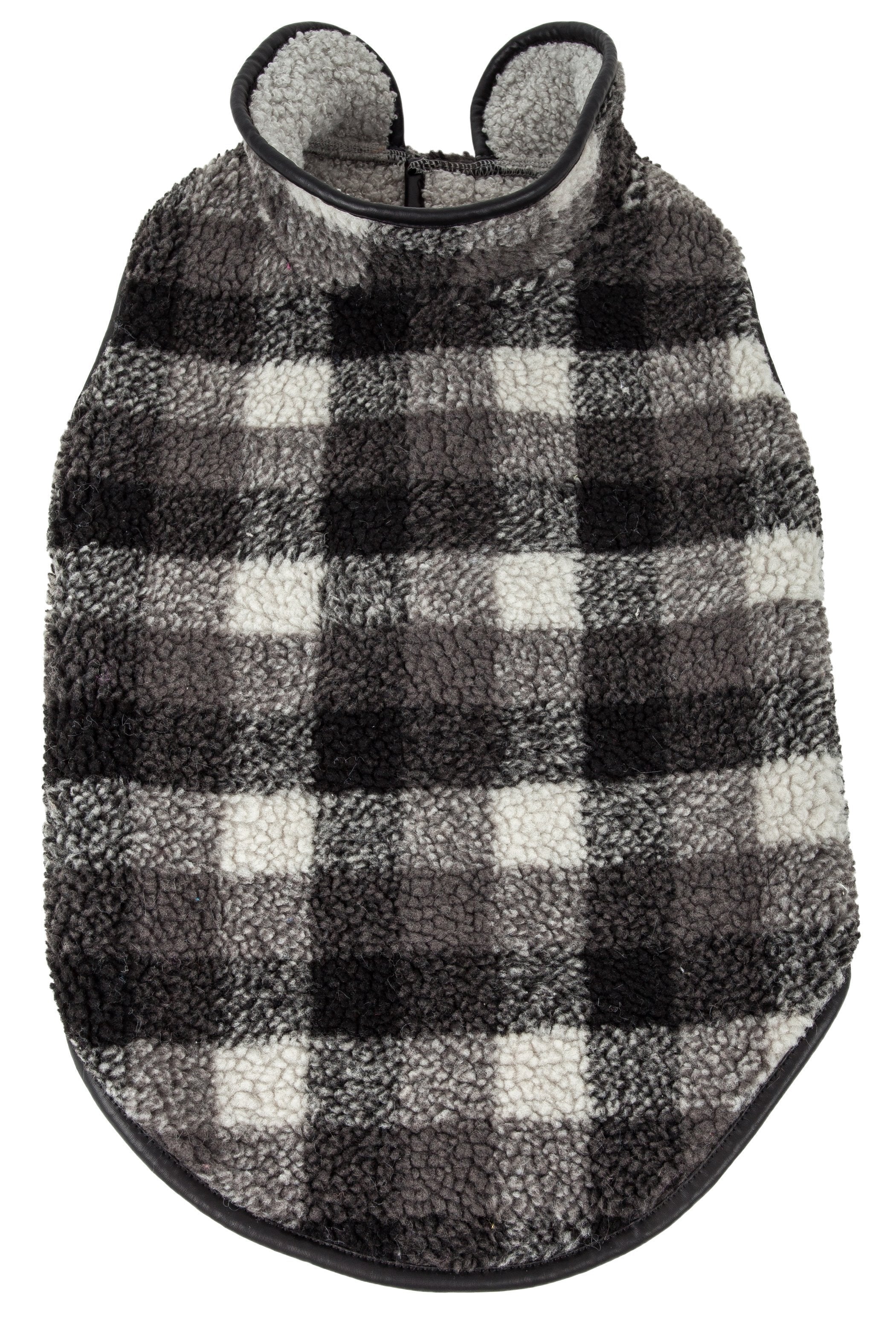 Pet Life Black Boxer Classical Fashion Insulated Plaid Dog Coat