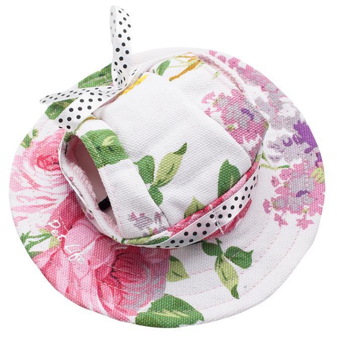 Pet Life Botanic Bark Floral UV Protectant Adjustable Fashion Canopy Brimmed Dog Hat Cap