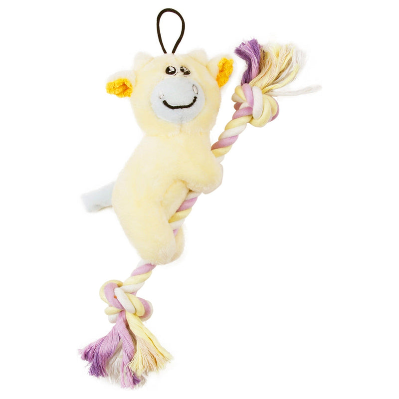 Pet Life Broom-Lick Plush and Jute Rope Squeaking Newborn Cat and Dog Toy | HT Animal Supply
