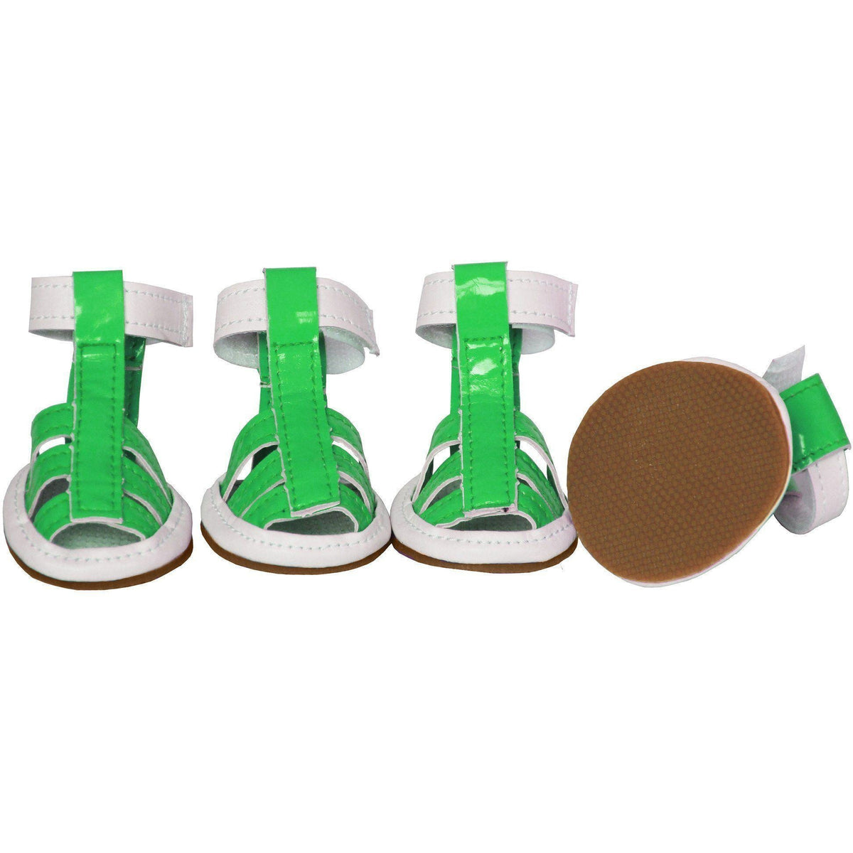 Pet Life Buckle-Supportive PVC Waterproof Pet Dog Shoes Sandals - Set Of 4