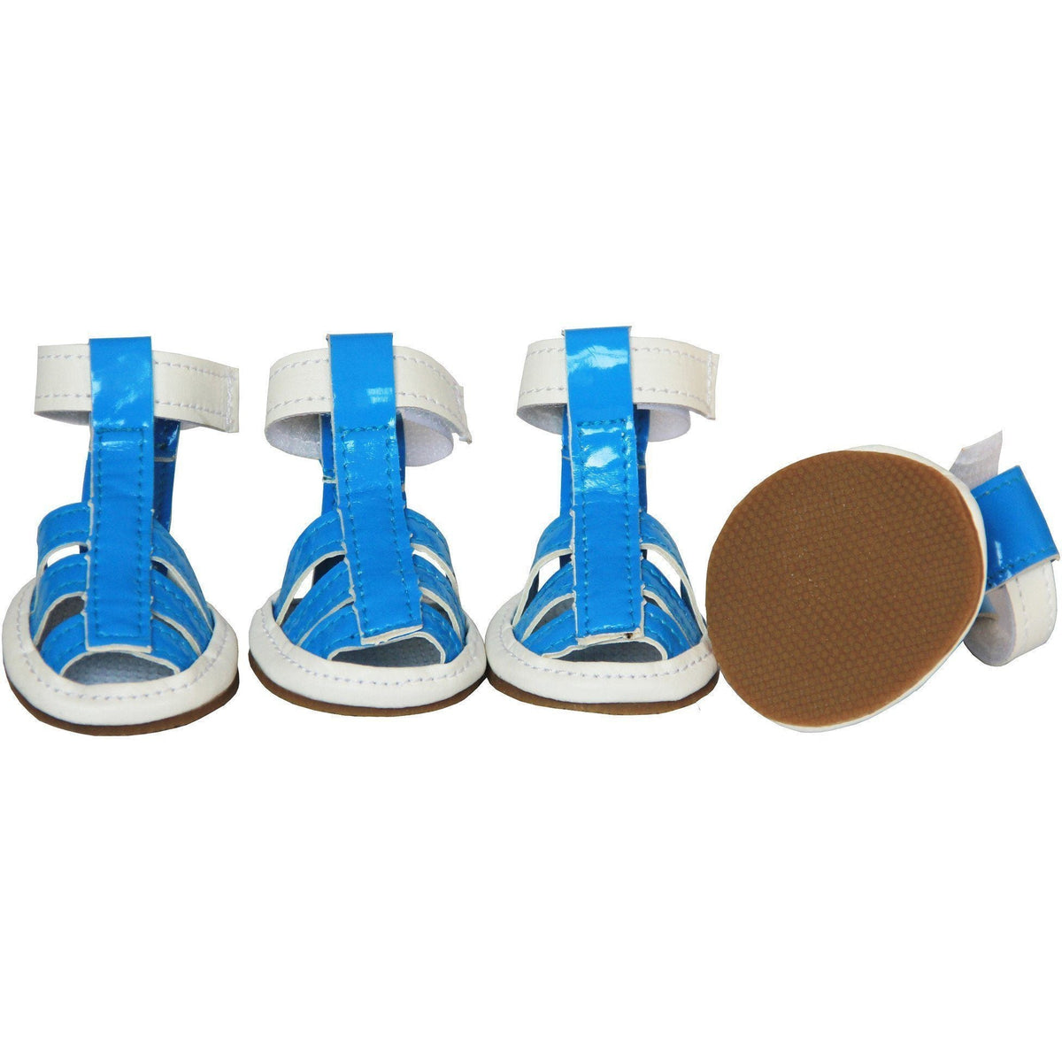 Pet Life Buckle-Supportive PVC Waterproof Pet Dog Shoes Sandals - Set Of 4