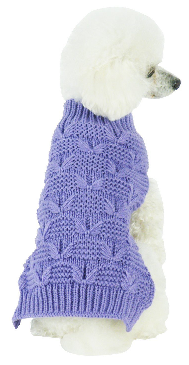 Pet Life Butterfly Stitched Heavy Cable Knitted Fashion Turtle Neck Dog Sweater