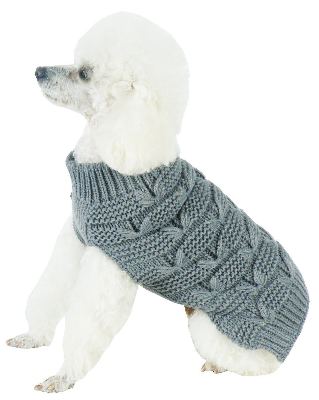 Pet Life Butterfly Stitched Heavy Cable Knitted Fashion Turtle Neck Dog Sweater