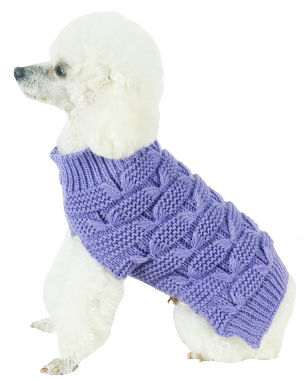 Pet Life Butterfly Stitched Heavy Cable Knitted Fashion Turtle Neck Dog Sweater
