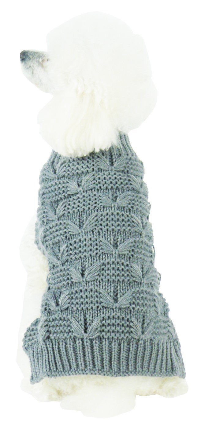 Pet Life Butterfly Stitched Heavy Cable Knitted Fashion Turtle Neck Dog Sweater