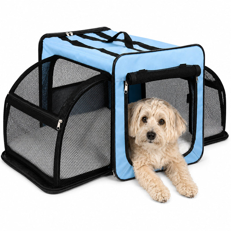 Pet Life Capacious Dual-Sided Expandable Spacious Wire Folding Collapsible Lightweight Pet Dog Crate Carrier House