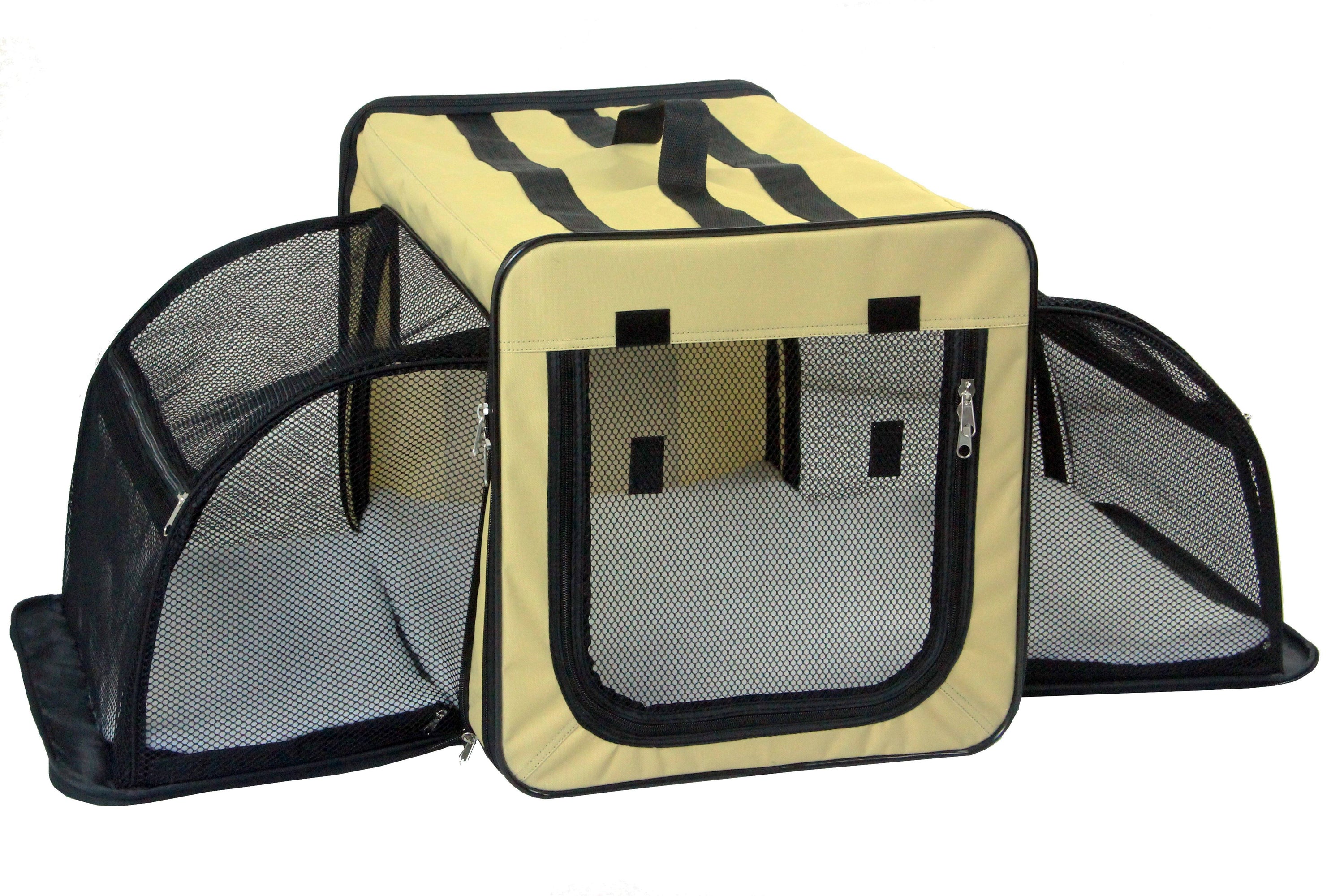Pet Life Capacious Dual-Sided Expandable Spacious Wire Folding Collapsible Lightweight Pet Dog Crate Carrier House