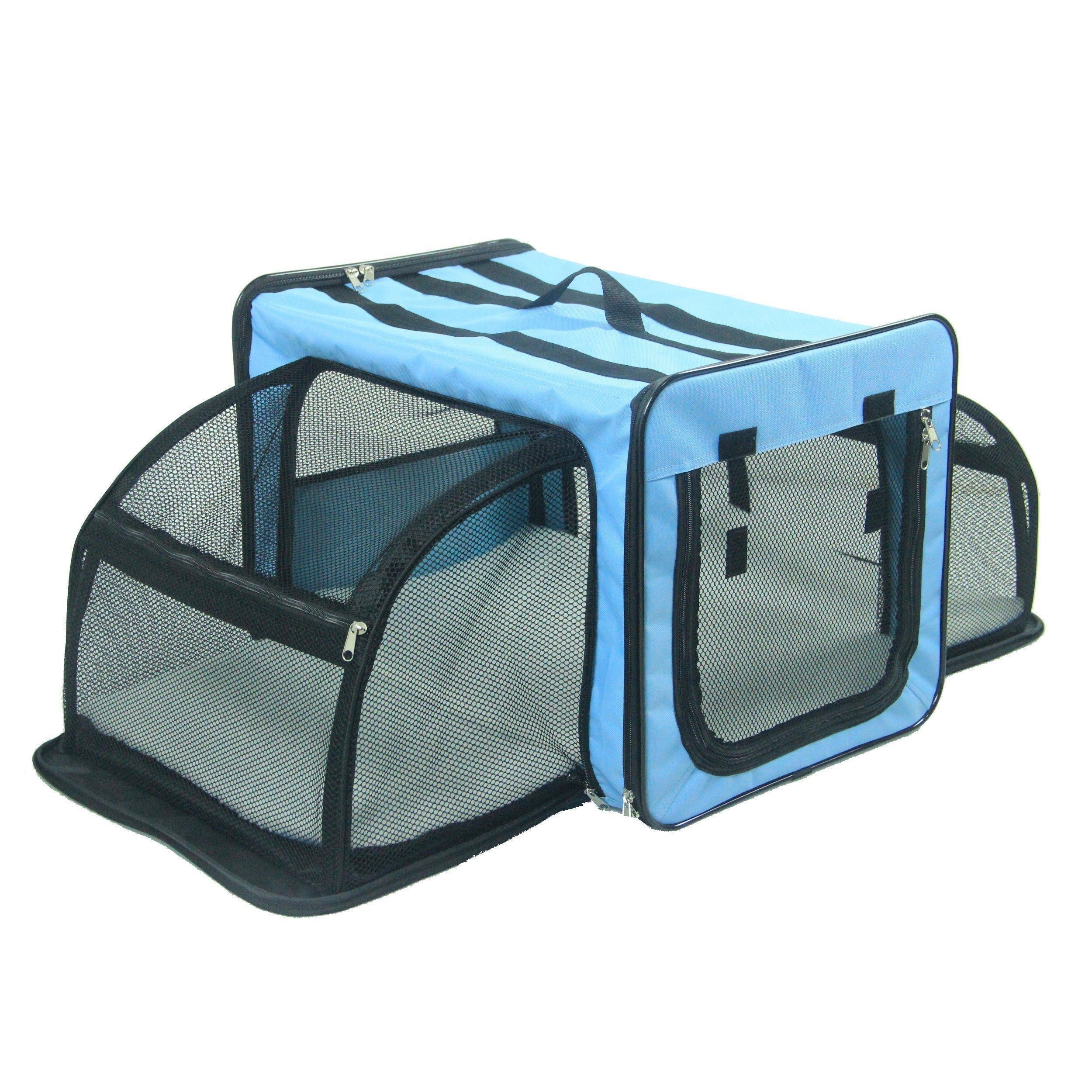 Pet Life Capacious Dual-Sided Expandable Spacious Wire Folding Collapsible Lightweight Pet Dog Crate Carrier House