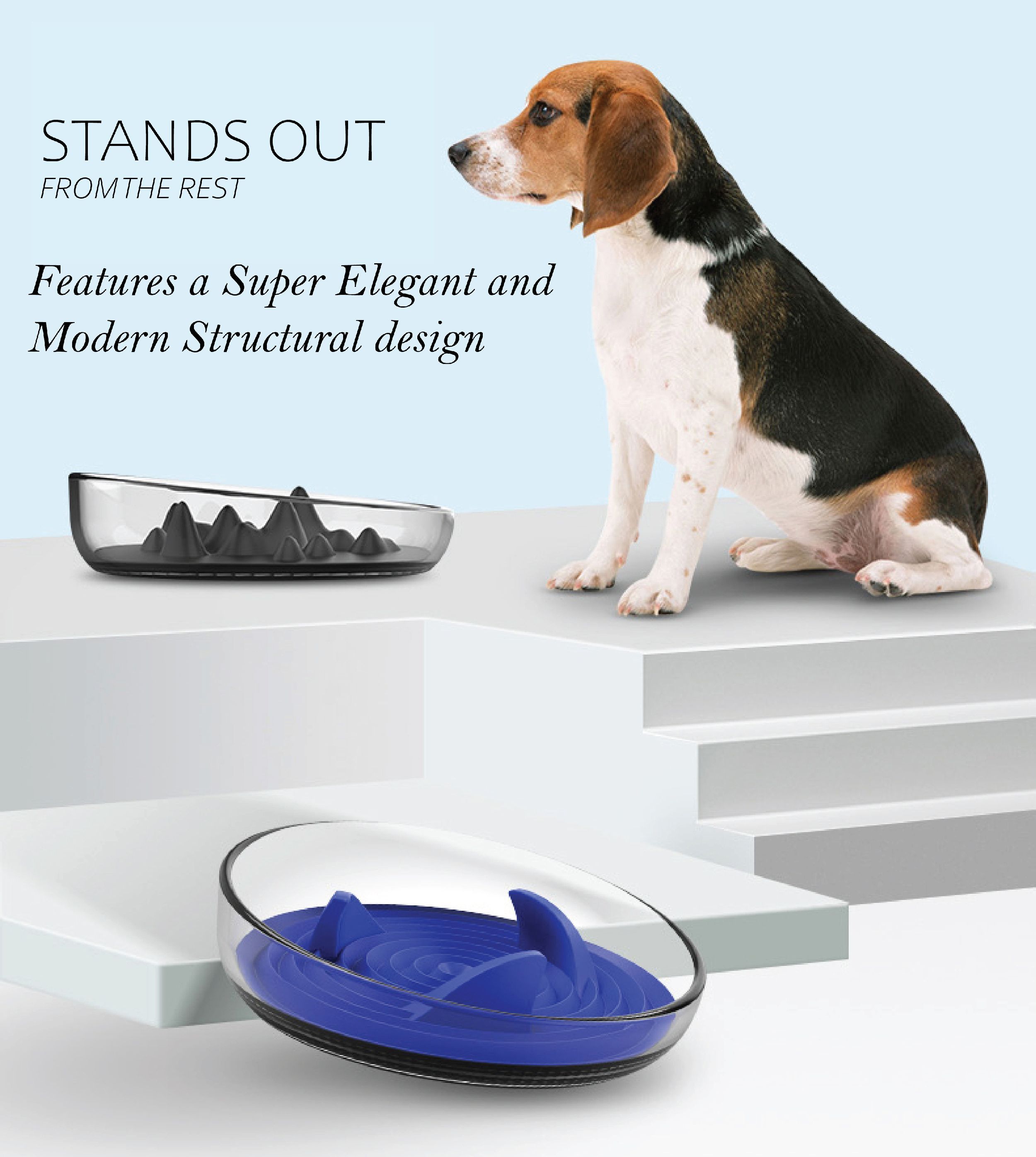 Pet Life Cirlicue Mountain Shaped Modern Slow Feeding Pet Bowl