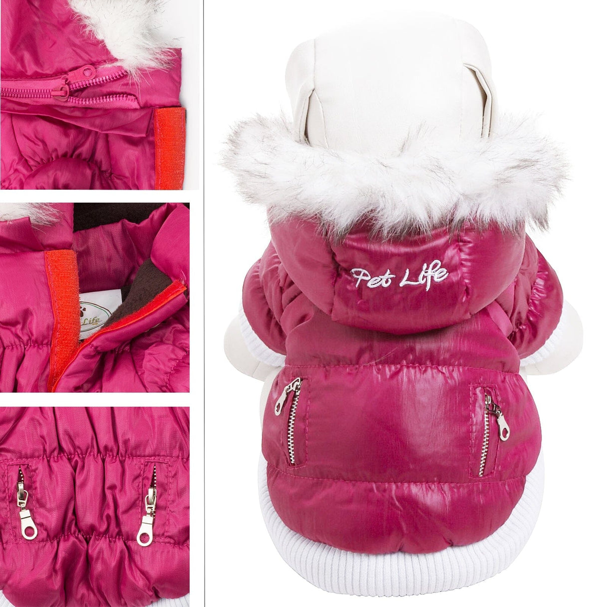 Pet Life Classic Metallic Fashion 3M Insulated Dog Coat Parka w/ Removable Hood | HT Animal Supply