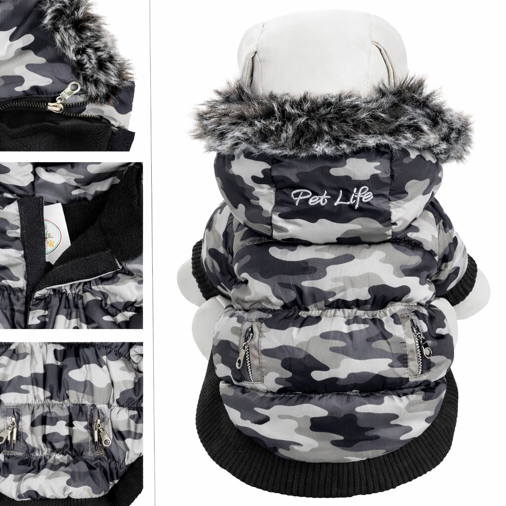 Pet Life Classic Metallic Fashion 3M Insulated Dog Coat Parka w/ Removable Hood | HT Animal Supply